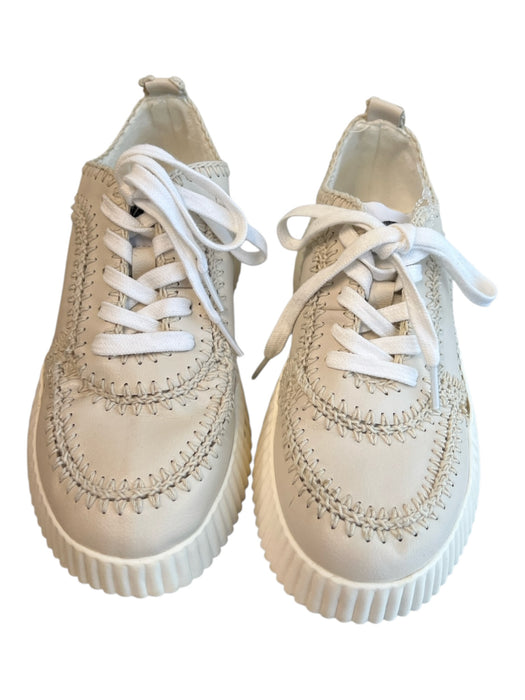 Coconuts by Matisse Shoe Size 6 Off White Leather Stitch Detail Round Toe Shoes Off White / 6