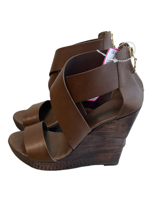 Diane Von Furstenberg Shoe Size 6.5 Brown Leather Back Zip Criss Cross Shoes Brown / 6.5