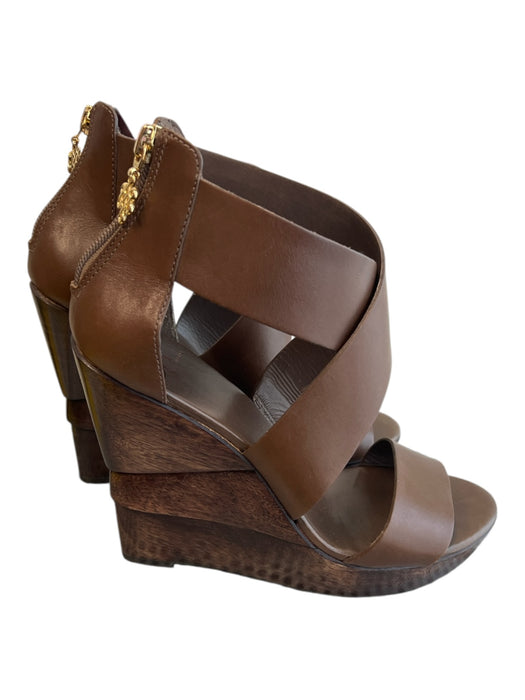 Diane Von Furstenberg Shoe Size 6.5 Brown Leather Back Zip Criss Cross Shoes Brown / 6.5