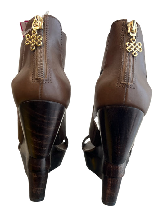 Diane Von Furstenberg Shoe Size 6.5 Brown Leather Back Zip Criss Cross Shoes Brown / 6.5