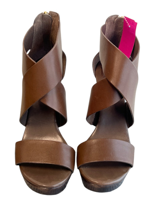 Diane Von Furstenberg Shoe Size 6.5 Brown Leather Back Zip Criss Cross Shoes Brown / 6.5