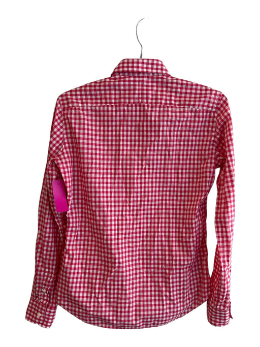 Ann Mashburn Size Medium Red & White Cotton Checked Collared Long Sleeve Top Red & White / Medium
