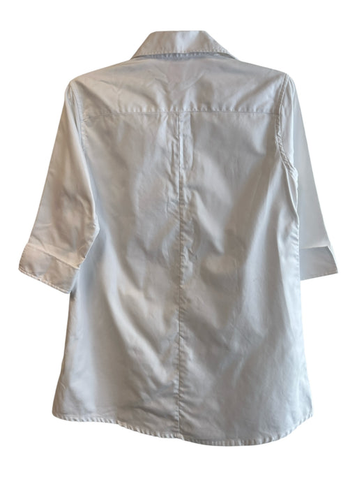 Ann Mashburn Size Medium White Cotton V Neck Collared 3/4 Sleeve Tunic White / Medium