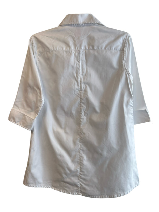 Ann Mashburn Size Medium White Cotton V Neck Collared 3/4 Sleeve Tunic White / Medium