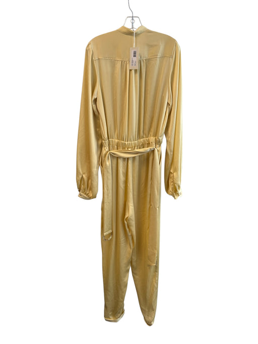 Ramy Brook Size M Yellow Polyester Long Sleeve Waist Belt Gold Hardware Jumpsuit Yellow / M
