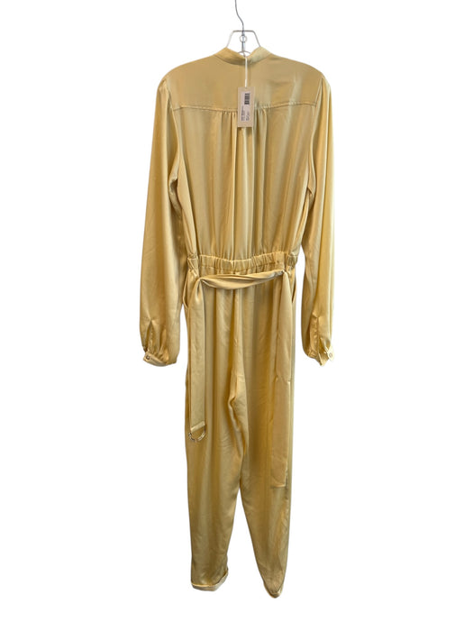 Ramy Brook Size M Yellow Polyester Long Sleeve Waist Belt Gold Hardware Jumpsuit Yellow / M