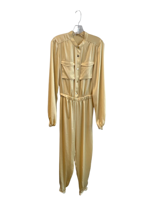 Ramy Brook Size M Yellow Polyester Long Sleeve Waist Belt Gold Hardware Jumpsuit Yellow / M