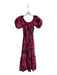 Lilly Pulitzer Size M Red & Navy Blue Print Cotton Puff Sleeves Tie Waist Dress Red & Navy Blue Print / M