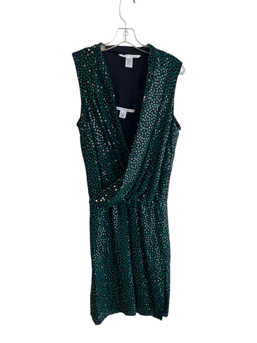Diane Von Furstenberg Size 8 Green & Black Silk Sleeveless Sequin Dress Green & Black / 8