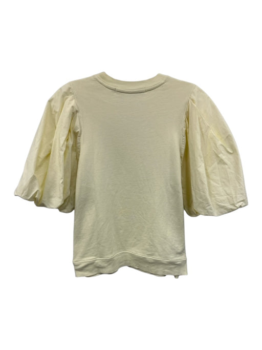 Marie Oliver Size S Light Yellow Pima Cotton Short Puff Sleeve Sweatshirt Top Light Yellow / S