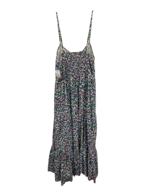 Banjanan Size S Blue, Green, White Cotton Sleeveless Floral Button Up Midi Dress Blue, Green, White / S