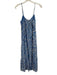 Banjanan Size S Blue & White Cotton Sleeveless Floral Button Up Midi Dress Blue & White / S