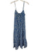 Banjanan Size S Blue & White Cotton Sleeveless Floral Button Up Midi Dress Blue & White / S