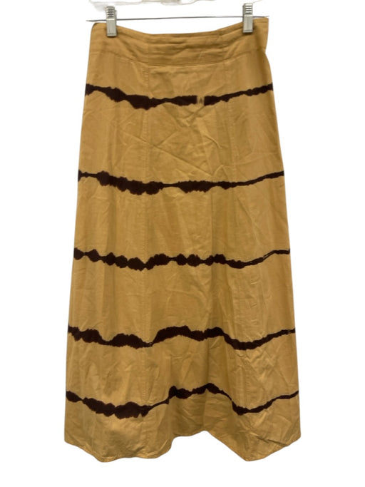 Madison Mathews Size S Beige & Brown Cotton Side Zip Tie Dye Midi Skirt Beige & Brown / S