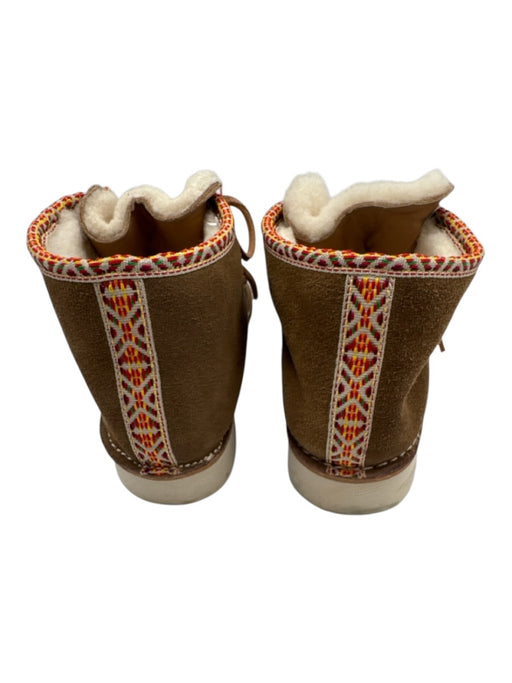 Beek Shoe Size 9 Brown, White, Multi Suede Sherpa Color & Fabric Block Moccasins Brown, White, Multi / 9