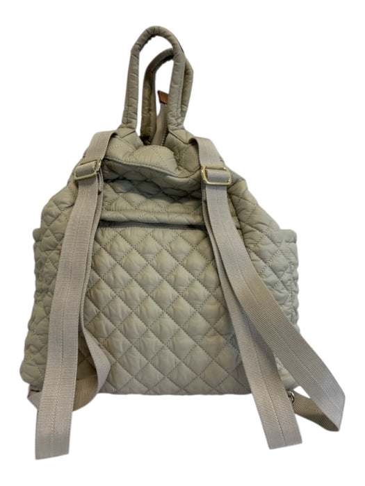 MZ Wallace Taupe Beige Nylon Quilted Drawstring Top Zipper Pockets Backpack Bag Taupe Beige