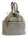 MZ Wallace Taupe Beige Nylon Quilted Drawstring Top Zipper Pockets Backpack Bag Taupe Beige