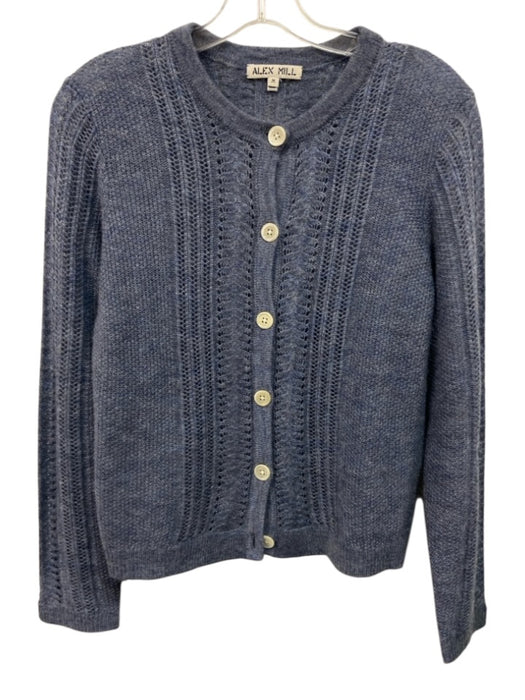 Alex Mill Size M Slate Blue Wool & Cotton Loose Knit Buttons Cardigan Slate Blue / M