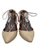 Aquazzura Shoe Size 39.5 Champagne Beige Leather Lace Up embossed Flats Champagne Beige / 39.5