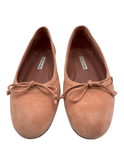 Manolo Blahnik Shoe Size 39.5 Dusty Pink Suede leather Bow detail Ballet Flats Dusty Pink / 39.5