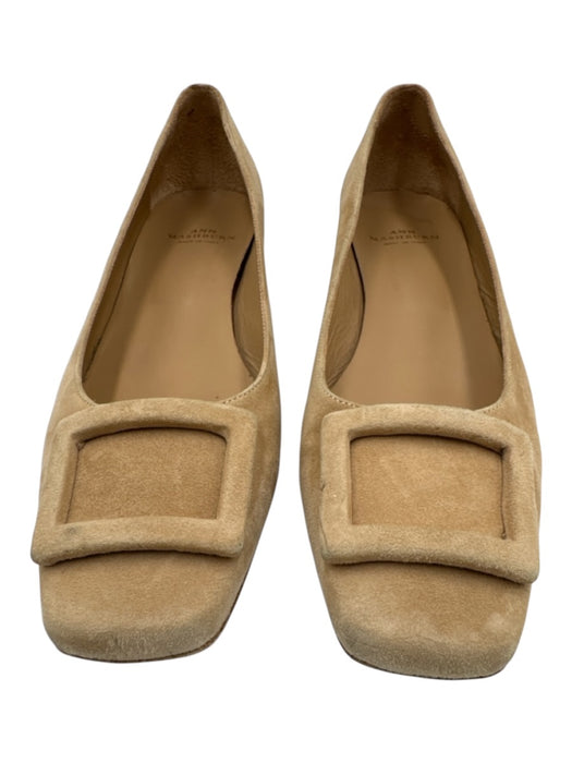 Ann Mashburn Shoe Size 39 Beige Suede leather Bucket Square Toe Low Heel Loafers Beige / 39