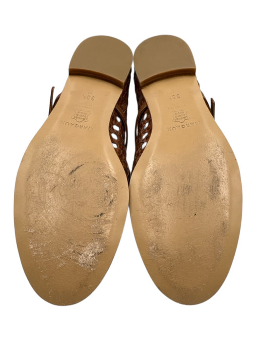 Margaux Shoe Size 39.5 Brown Leather Round Toe Open Weave Buckle Mary Jane Flats Brown / 39.5
