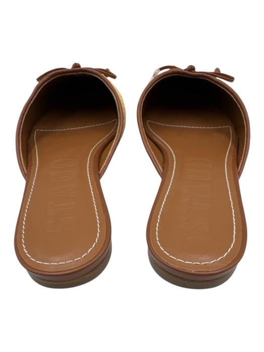 Staud Shoe Size 39.5 Beige & Brown Raffia Leather Detail Bow Detail Flats Mules Beige & Brown / 39.5