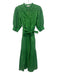 Suncoo Size T1/S Green Cotton Blend Eyelet Detail Midi Short Sleeve Dress Green / T1/S