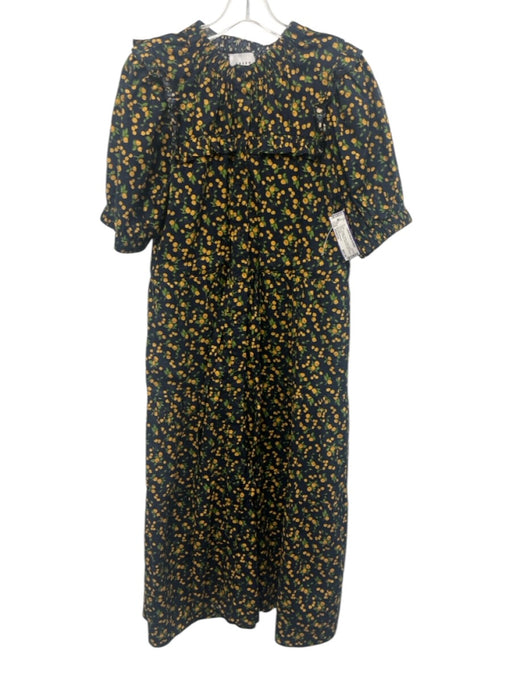 Rochelle Behrens Size Medium Navy, Orange, Green Cotton Blend Peaches Dress Navy, Orange, Green / Medium