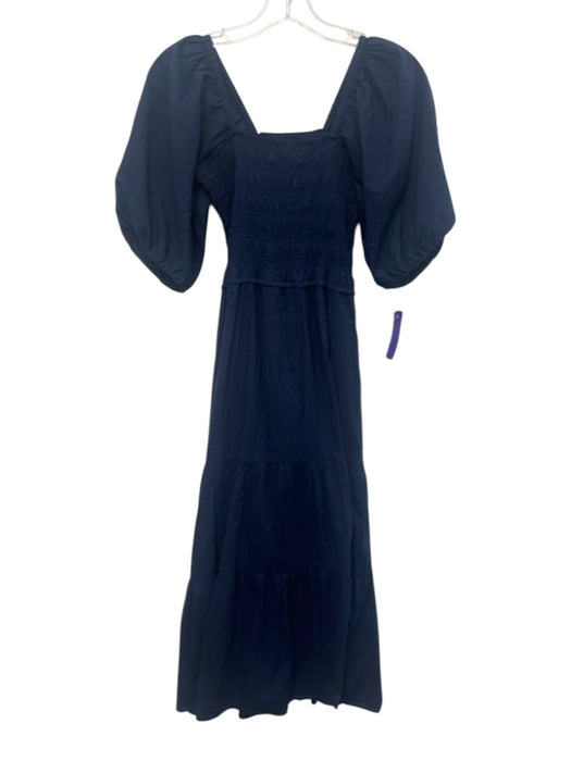 XiRENA Size XS Navy Cotton Smocked Balloon Sleeve Midi Dress Navy / XS