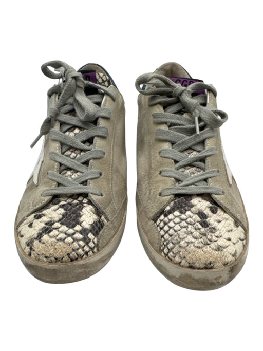 Golden Goose Shoe Size 39 Gray & Blue Suede Snake Print Low Top Lace Up Sneakers Gray & Blue / 39