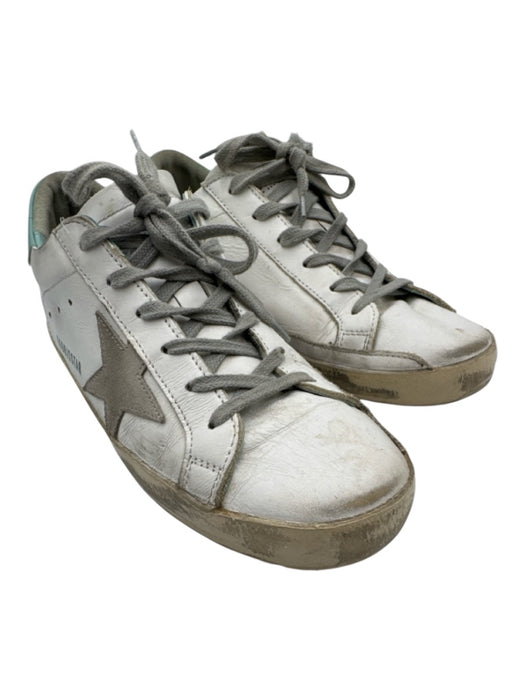 Golden Goose Shoe Size 39 White & Teal Green Leather Low Top Star Sneakers White & Teal Green / 39
