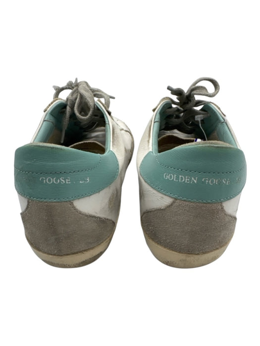 Golden Goose Shoe Size 39 White & Teal Green Leather Low Top Star Sneakers White & Teal Green / 39