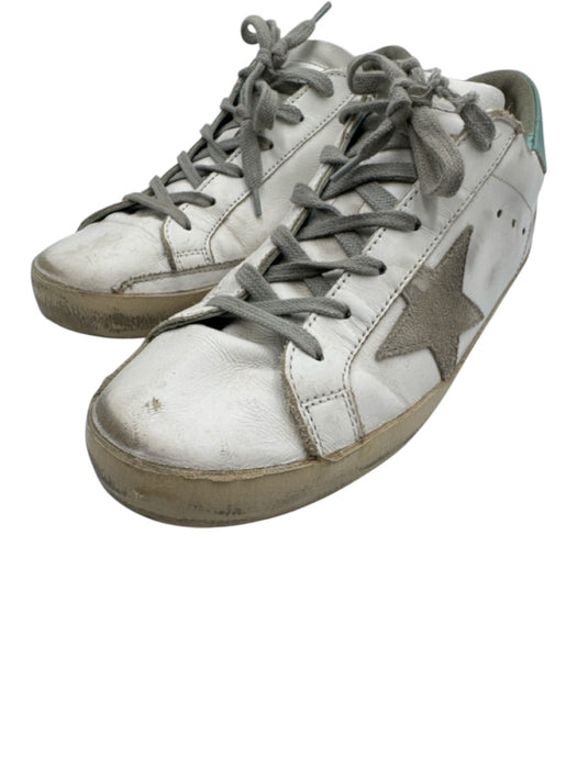 Golden Goose Shoe Size 39 White & Teal Green Leather Low Top Star Sneakers White & Teal Green / 39