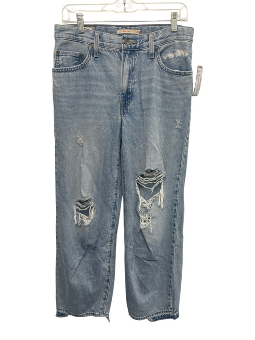 Levi's Size 27 Light Wash Cotton Denim High Rise Distressed Straight Leg Jeans Light Wash / 27