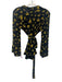 Ganni Size 36 Black & Yellow Viscose Long Trumpet Sleeve Floral Wrap Top Black & Yellow / 36