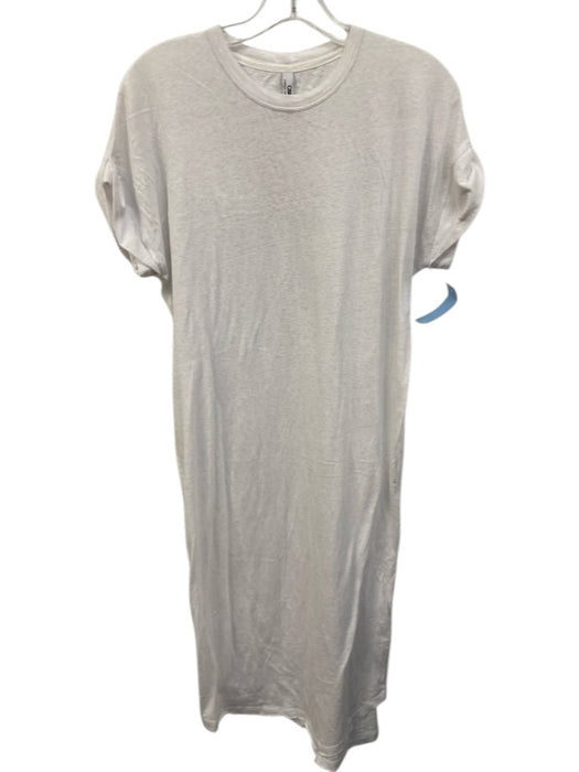 Camilla & Marc Size 2 White Cotton Blend Cap Sleeve Heathered Crew Neck Dress White / 2