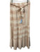 Splendid Size L Orange & White Viscose & Linen Elastic Waist Striped Midi Skirt Orange & White / L