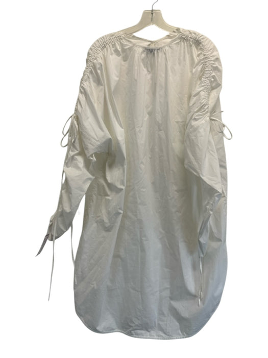 Lee Mathews Size 1 White Cotton Blend Long Sleeve V Neck Drawstring Dress White / 1