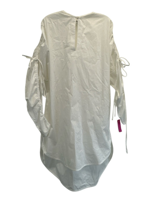 Lee Mathews Size 1 White Cotton Blend Long Sleeve V Neck Drawstring Dress White / 1