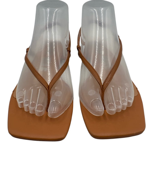 Alias Mae Shoe Size 38 Light Brown Leather Square Toe Thong Strap Flats Sandals Light Brown / 38
