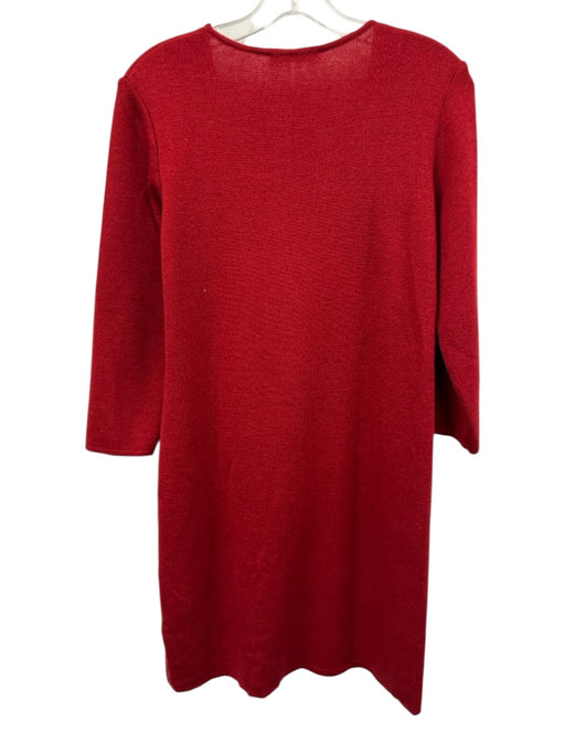 Carine Size 1 / S Red Wool Knit 3/4 Sleeve Button Detail Knee length Dress Red / 1 / S