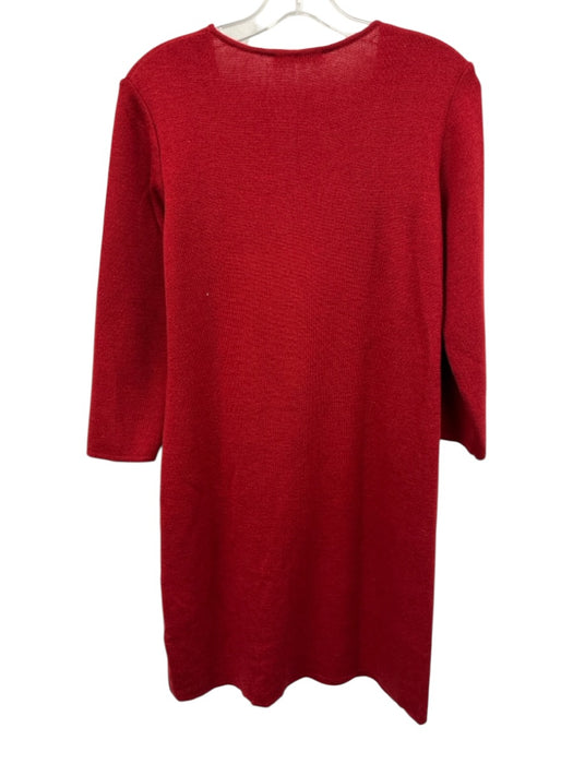 Carine Size 1 / S Red Wool Knit 3/4 Sleeve Button Detail Knee length Dress Red / 1 / S