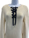 Zimmermann Size 2 Cream White & Navy Blue Cotton Long Sleeve Crochet Knit Dress Cream White & Navy Blue / 2