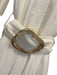 Aje. Size 6 Cream White Linen & Silk Long Sleeve Button Front Pleated Midi Dress Cream White / 6