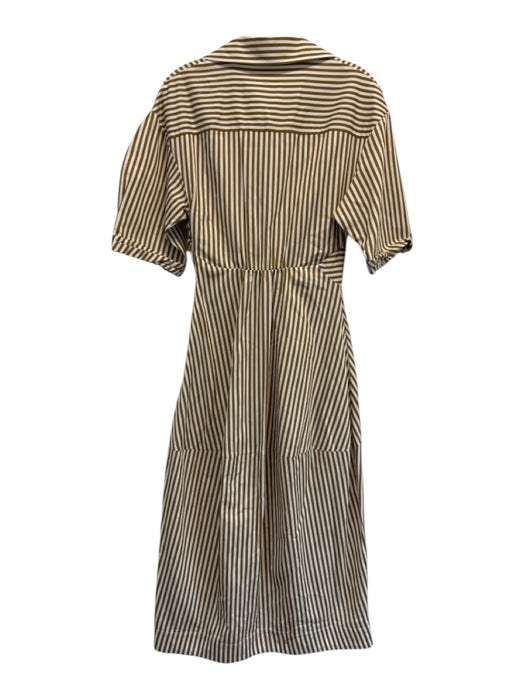 Camilla & Marc Size 6 Brown & White Cotton Short Sleeve Striped Twist Knot Dress Brown & White / 6