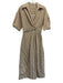 Camilla & Marc Size 6 Brown & White Cotton Short Sleeve Striped Twist Knot Dress Brown & White / 6