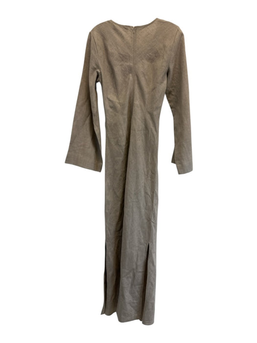 Faithful The Brand Size Small Taupe Gray Linen Wide Long Sleeve Front Seam Dress Taupe Gray / Small