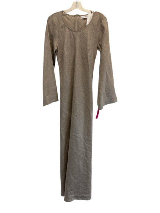 Faithful The Brand Size Small Taupe Gray Linen Wide Long Sleeve Front Seam Dress Taupe Gray / Small