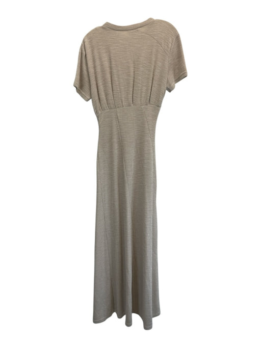 SABO Size 2 Taupe Polyester Short Sleeve Knit Gathered Maxi Dress Taupe / 2